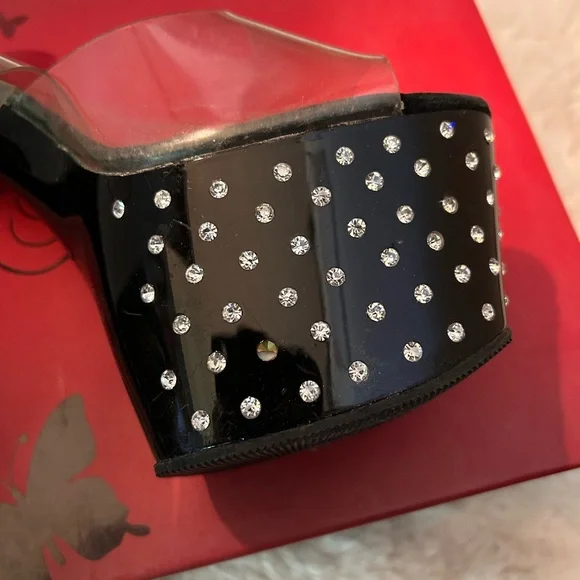 Pleaser Stardust Black Rhinestone Platform heels. - Picture 9 of 14